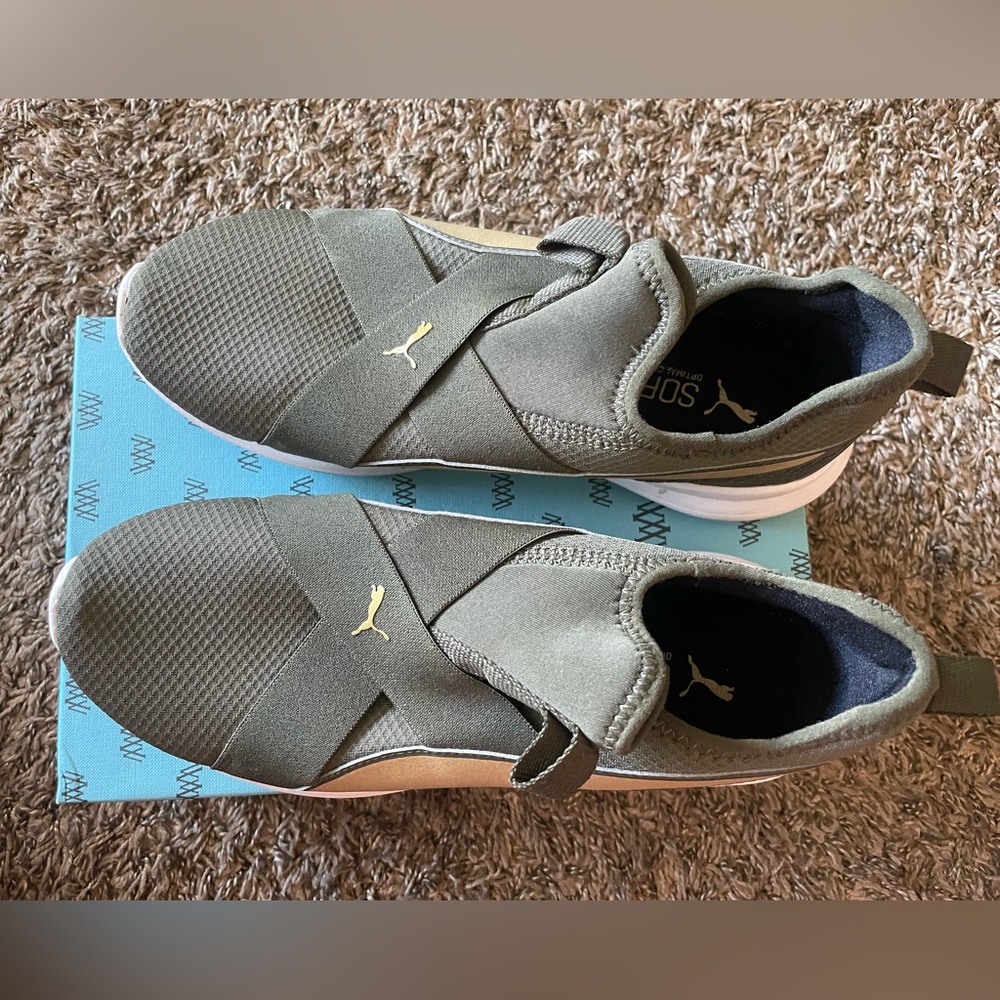 Puma Khaki Green Slip-On Shoes